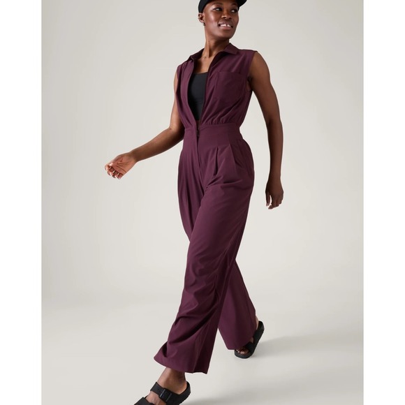 Athleta Brooklyn Jumpsuit Utility Women's size 6 Sleeveless Full Zip Pockets - Picture 1 of 13